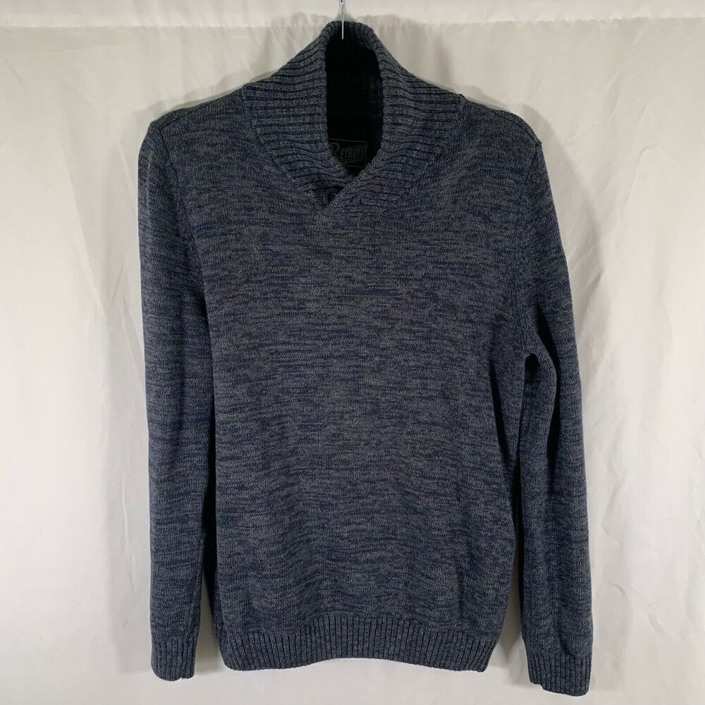 Retrofit Brand Sweater  XL Grey Knit Long Sleeve VNeck Mock Neck Pullover